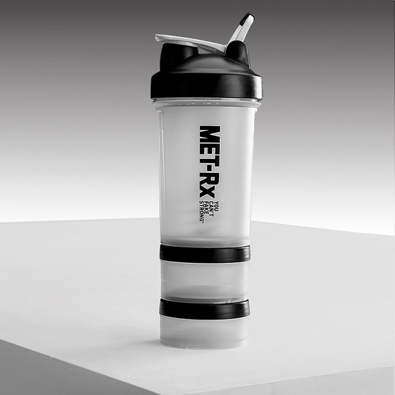 Протеиновый шейкер с логотипом, 3 слоя, для спорта