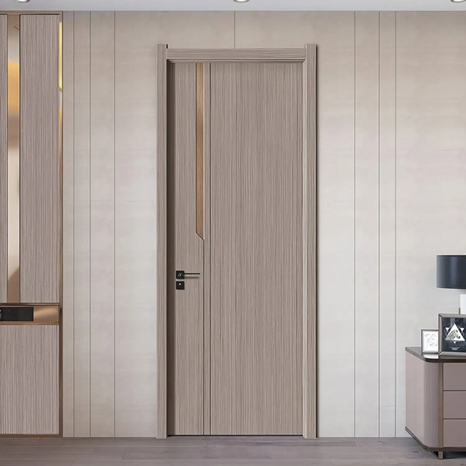 Wholesale Factory Price Waterproof WPC Door Customer PVC Door Bathroom Interior Door MDF Security Interior WPC Door Painted Wooden Entrance Room Door