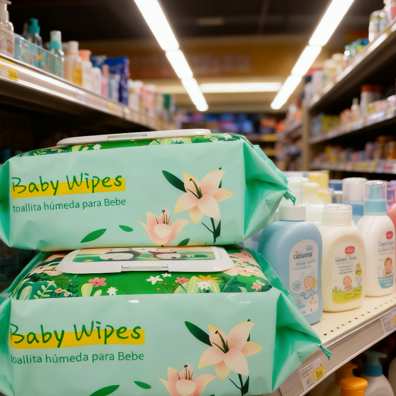 Biodegradable Free Chemcial All-Natural Baby Wet Wipes Half Crossed Embossed Baby Tissues