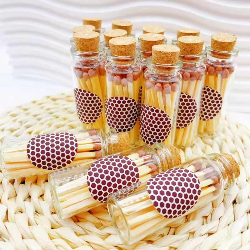 Premium Colored Safety Matches in Bulk Glass Bottle