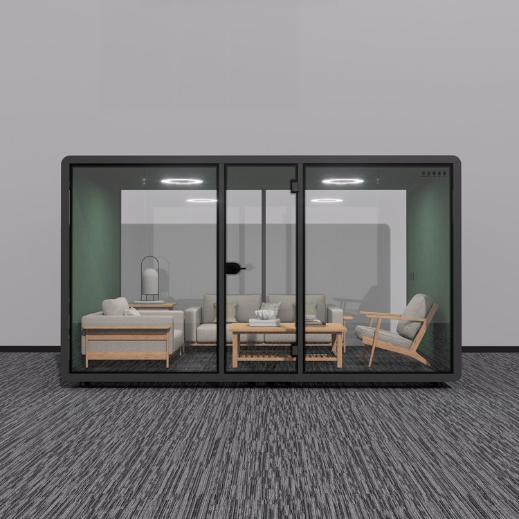 Soundproof Team Meeting Room with Power Outlets and Network Ports for Startup Coworking Space