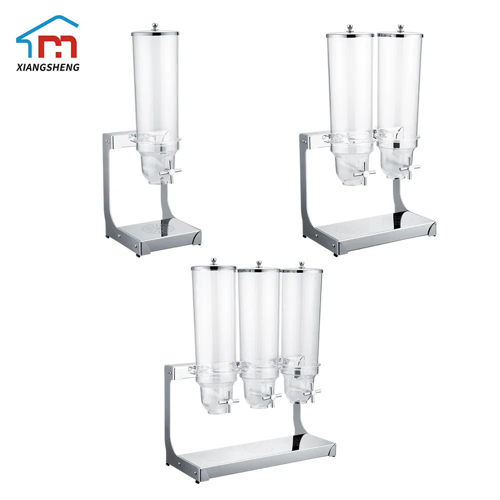 Xiangsheng 3.5L*2 Stainless Steel Cereal Dispenser Metal Coffee Bean Storage Dispenser