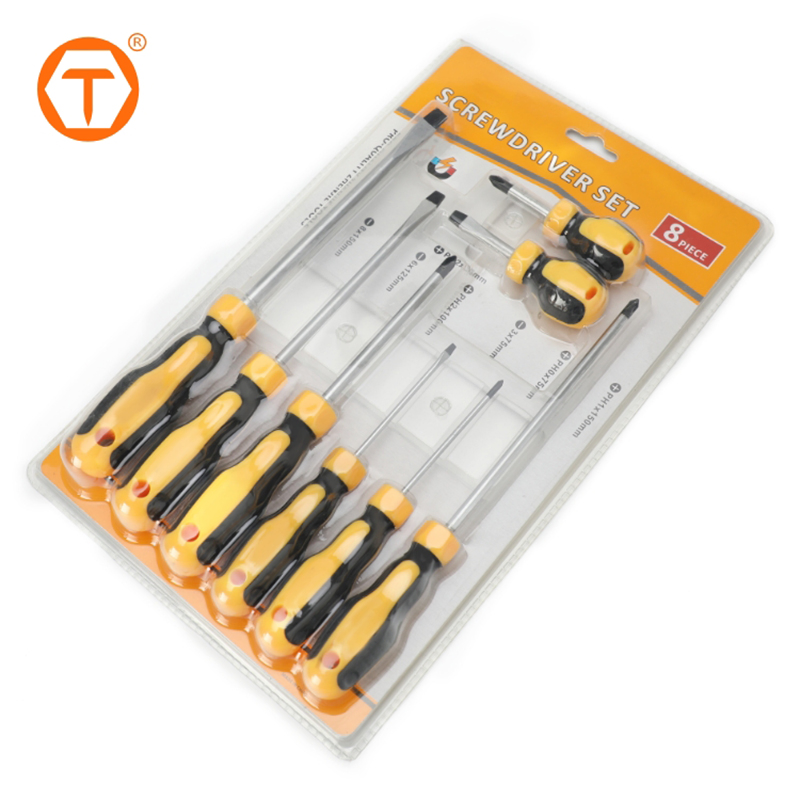 Portable Handy Tools 8PCS Magnetic Tip Screwdriver Set with Cushion Grip