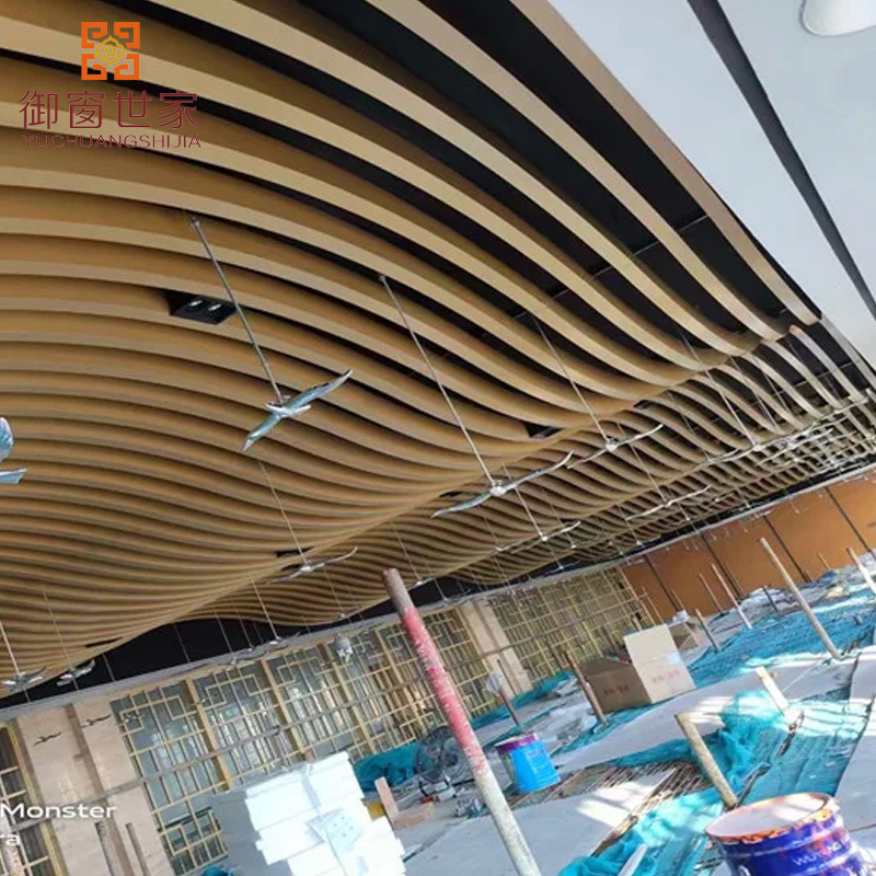 Customize Interior Building Decor Project Metal Aluminum Pipe Tiles Wave Baffle Ceiling