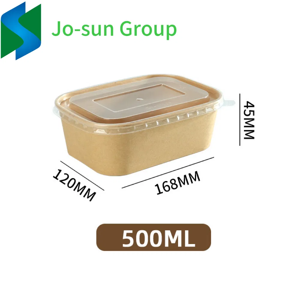 New Design Disposable Rectangular &Square Kraft Paper Bowl with Pet Lid Salad Bowl
