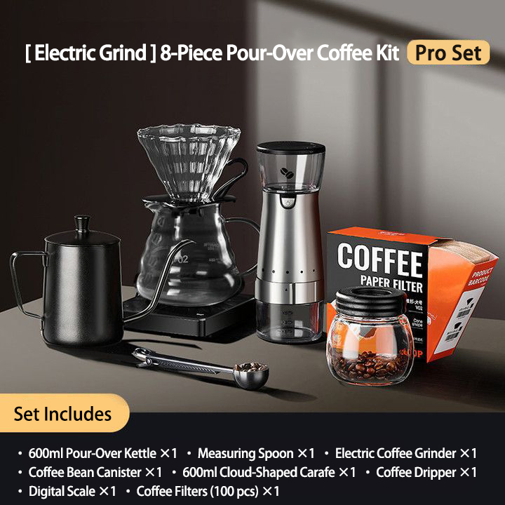 Ultimate Pour-Over Coffee Gift Set with Hand Grinder