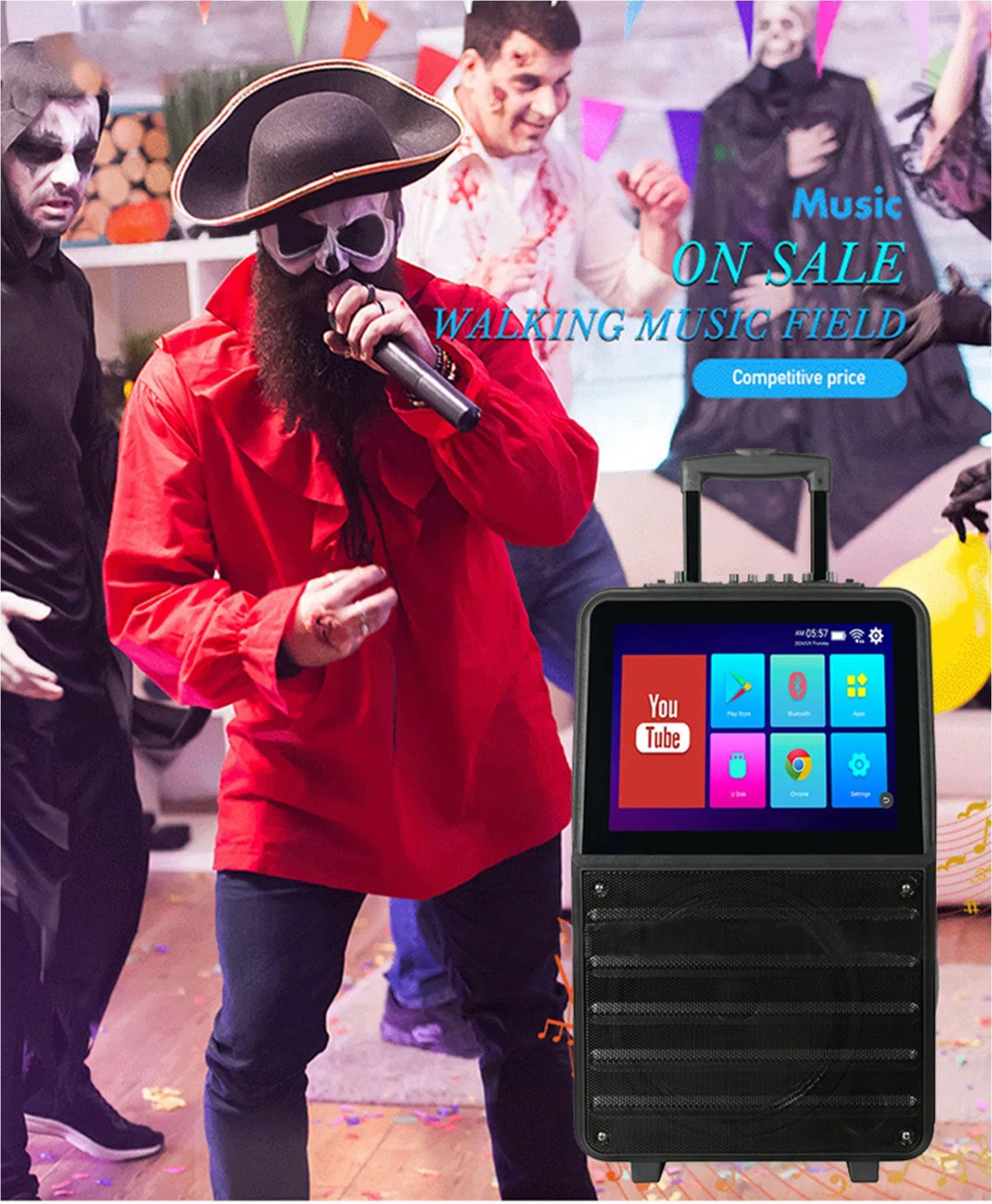 HiFi Tроллей-колонка 14.1" с Android, караоке и сабвуфером