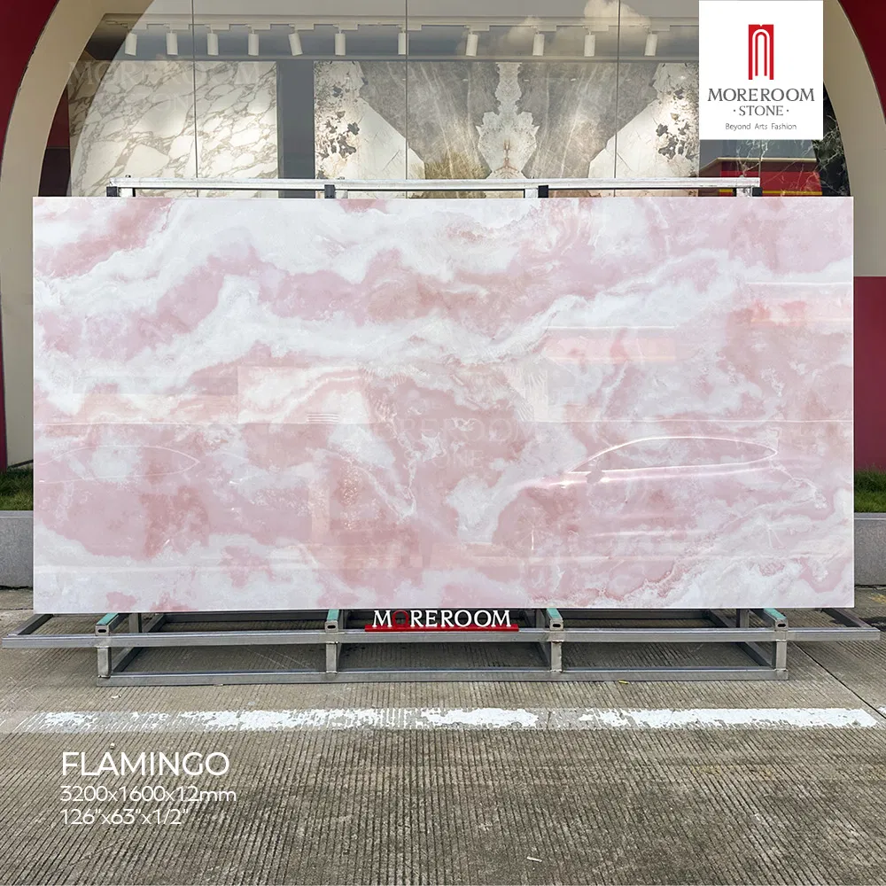 Pink Onyx Artificial Marble Slab Crystal White Sintered Stone for Floor Wall