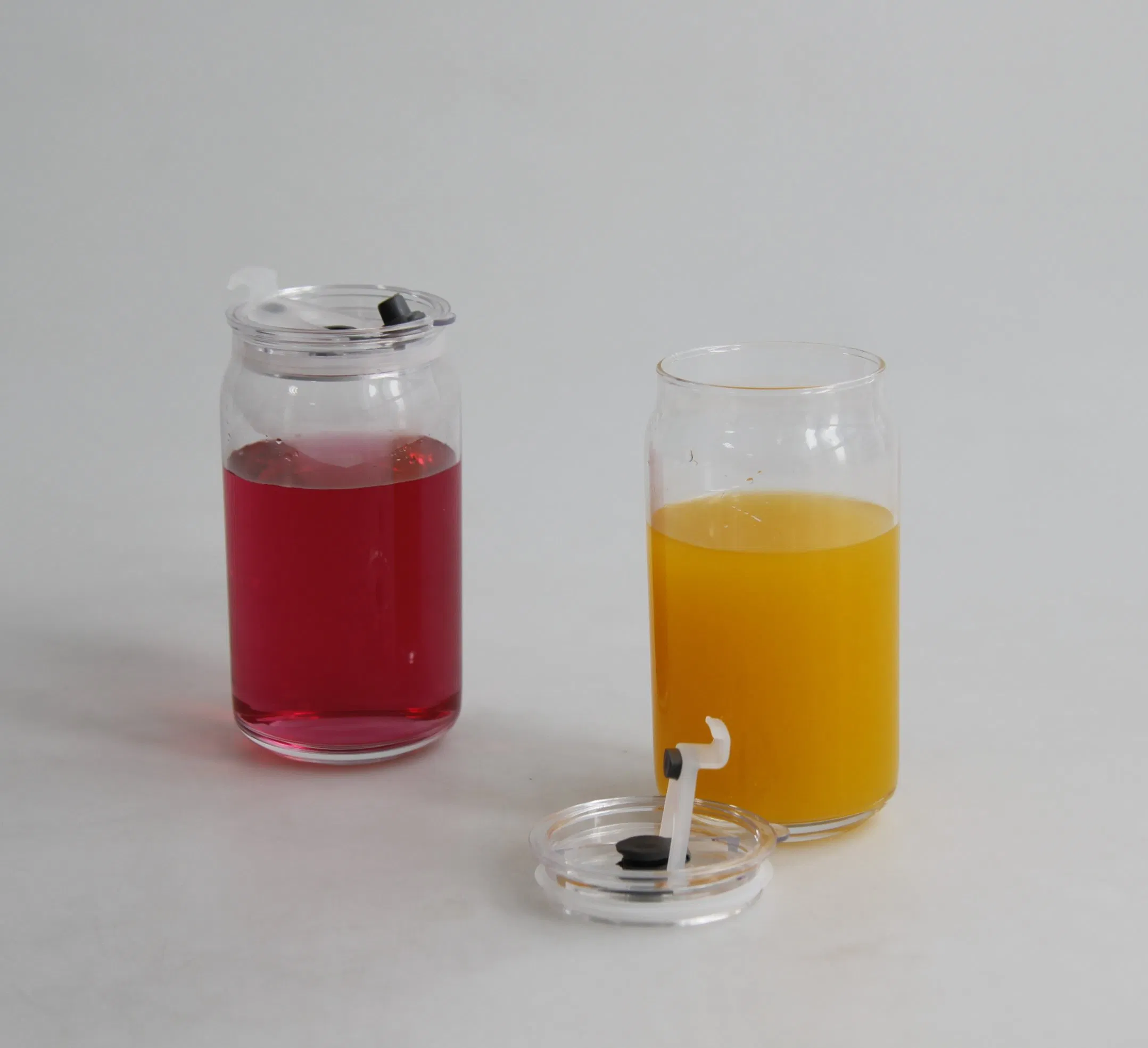 16 Oz Beer Can Glass Cup with Lids and Straw