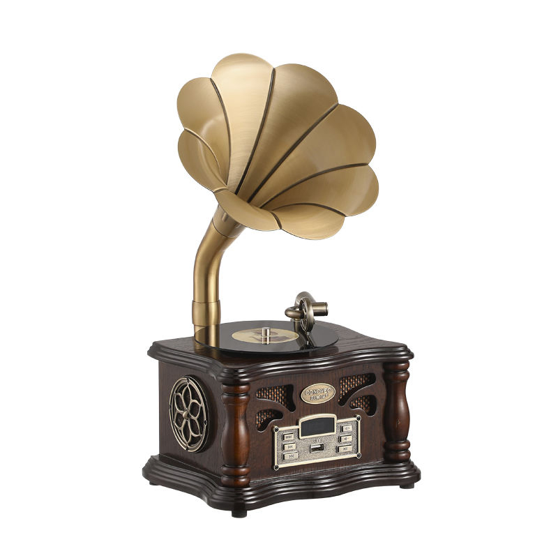 Retro Home Decor Art Music Box Art Speaker Vintage Phonograph Bluetooth Speaker Turntable Record Player with USB/Aux