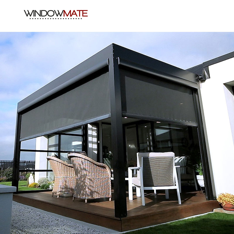 Outdoor Zip Track Roller Blind Ultra-Durable Shading Windows Vertical Curtain Motorized