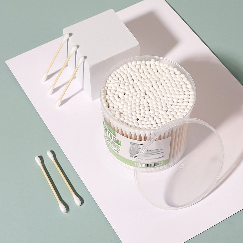 100 Count Double Round Thick Tips Biodegradable Cotton Buds for Ears