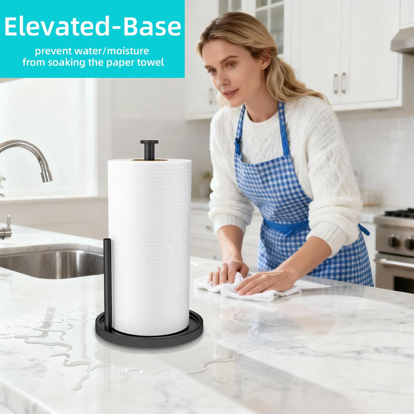 Standing Tissue Paper Towel Roll Holder Rack Countertop