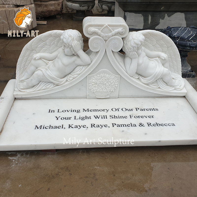 Natural White Marbl Angel Grave Stone Tombstone Angel Monument