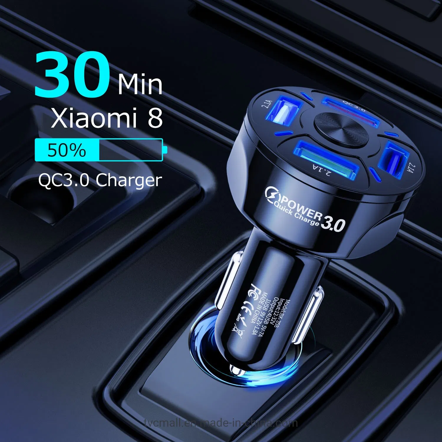 Автомобильное зарядное устройство Uslion с 4 USB портами QC 3.0