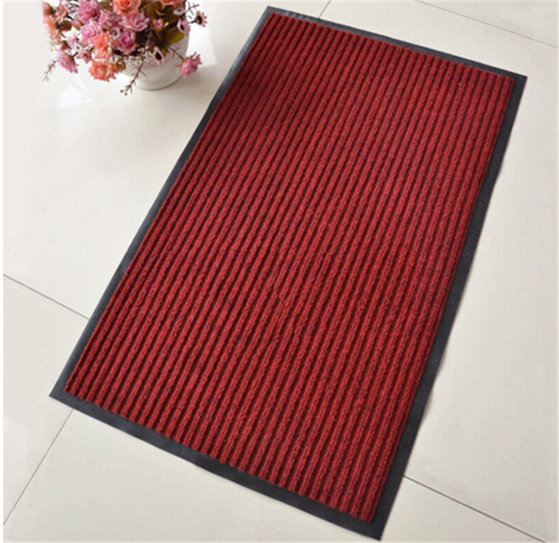 Durable Anti-Slip PVC Doormat Double Striped Entrance Door Floor Mat for Kitchen 40*60cm