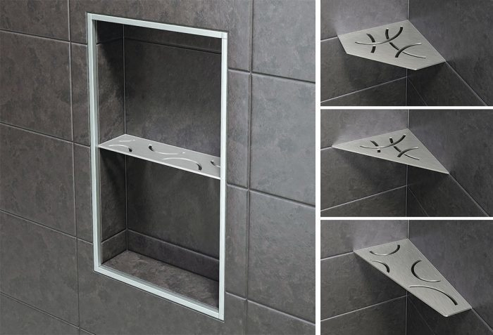 Stainless Steel Bathroom Accessories Shower Rack Without Drilling Corner Shelf
