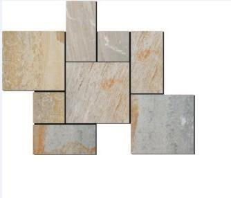 Slate Gray/Black/Gold/Rusty Color Landscape Paving Stone Flagstone with Net