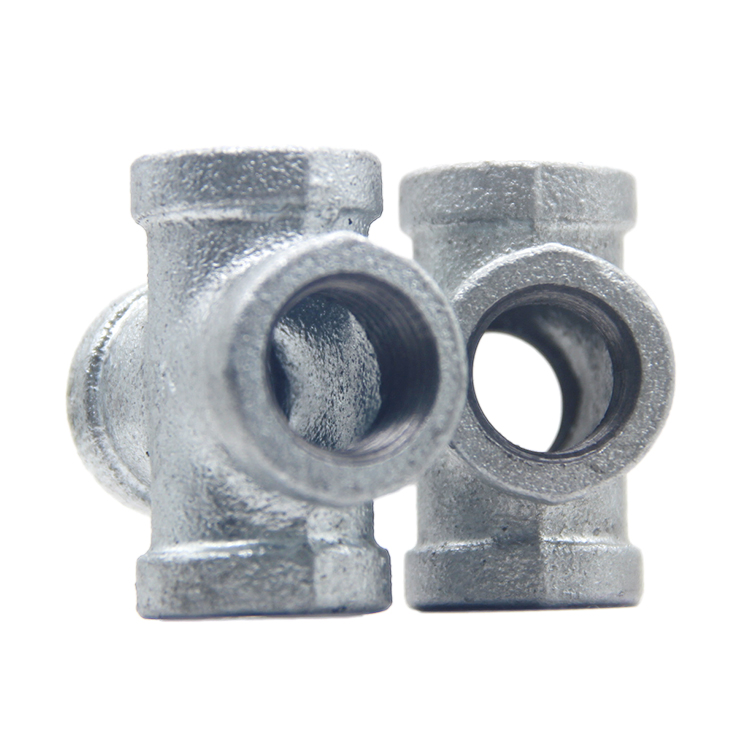 Factory Price High Quality Galvanized Malleable Iron Black Cross 4 Way Pipe Fitting Plumbing Material in Water Gas Firefighting