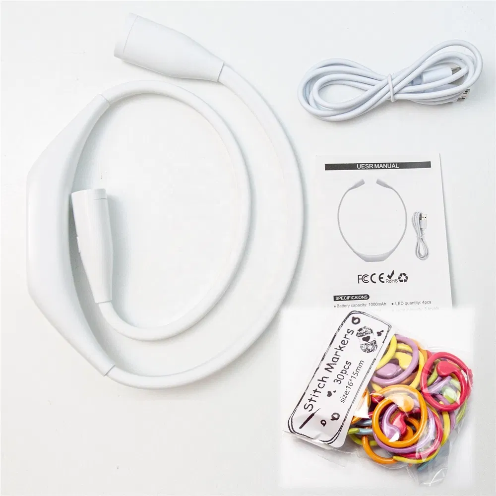 LED Neck Knitting Light 3 Colors Bendable Arms Rechargeable Long Lasting Perfect for Sewing Reading Camping Repairing