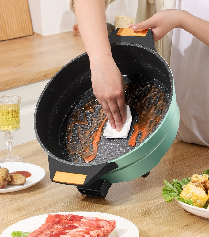Round Cast Aluminium 1600W Electric Skillet Pizza Maker