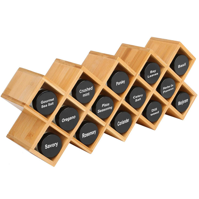 Criss-Cross Bamboo Spice Rack Organizer 4-Tier Countertop Organiser