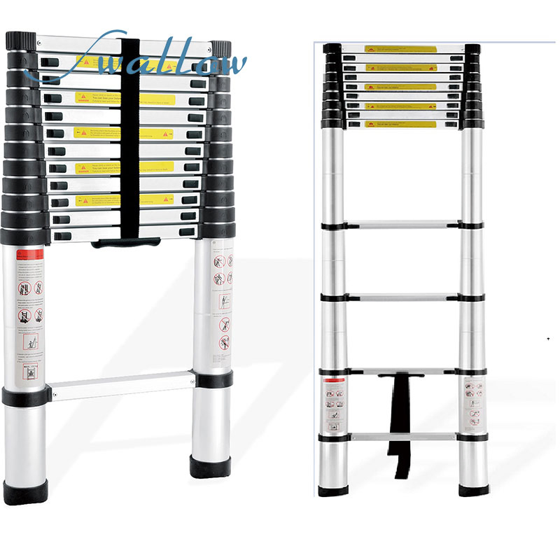 3.8m/12.5FT Single Aluminum Telescopic Retractable Ladder