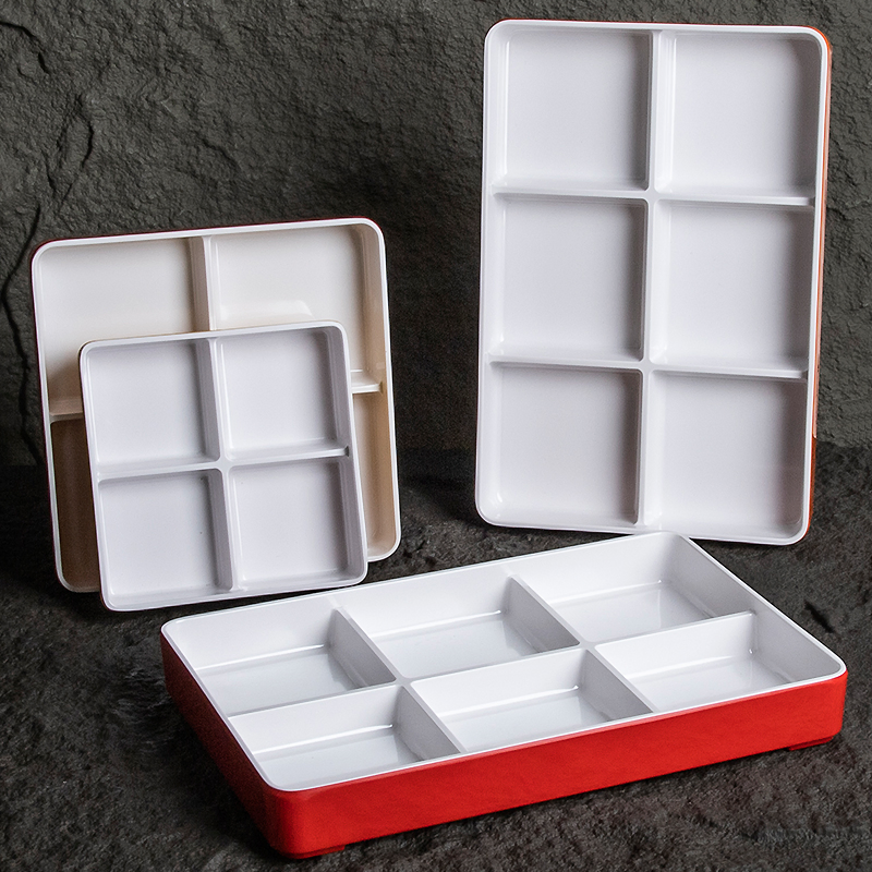 6 Compartment Serving Divided Plate Dessert Fruit Dish Melamine 6 Grid Divided Plate