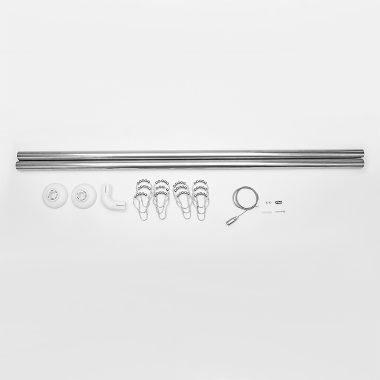 Sanipro Stretchable Extensible Tension L Shaped Metal Bathroom Bathtub Corner Shower Curtain Rod Rack with Ceiling Support