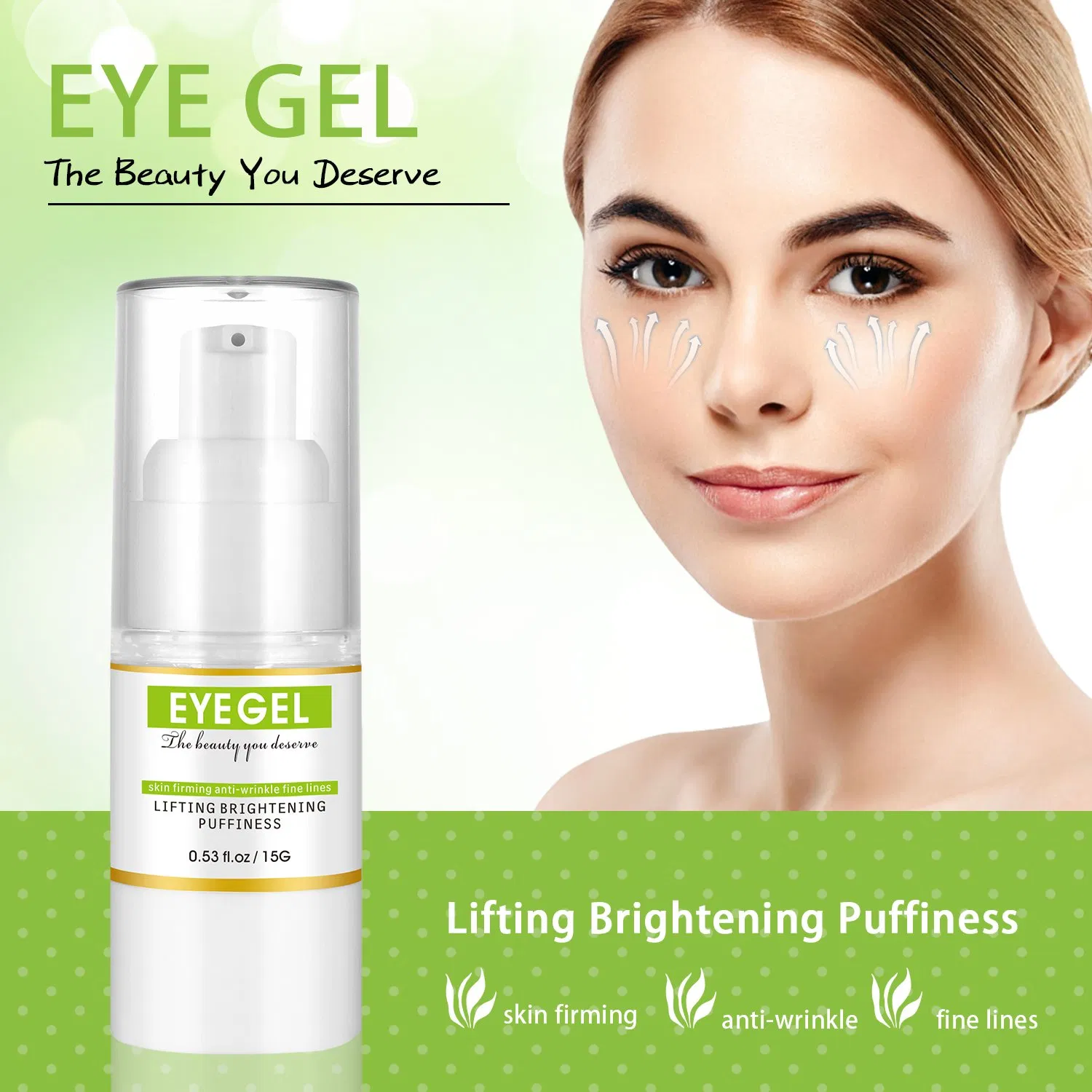 Custom Logo Dark Circles Puffiness Smooth Fine Lines Fragrance Free Hyaluronic Acid Collagen Under Eye Cream Gel
