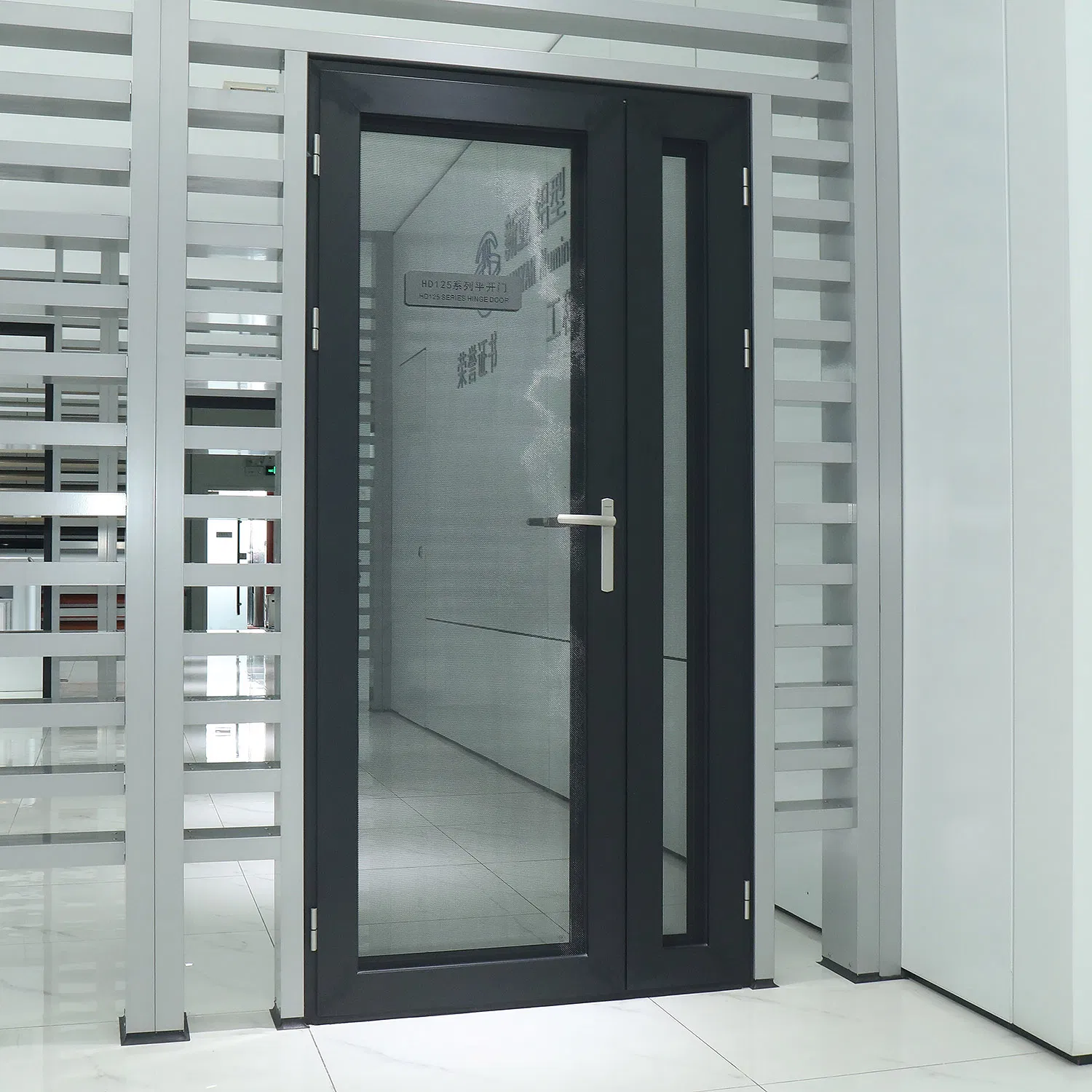 Aluminium/Aluminum Double Glass Enterance Hinged Door with Security Fly Screen