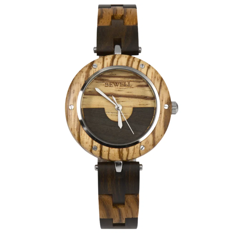 2023 Bewell New Mixed Wood Watch for Women Design Wooden Wrist Ladies Watch
