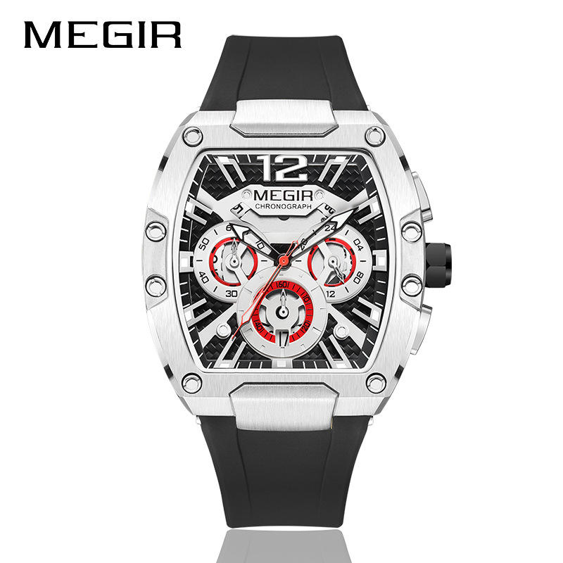 Luminous Fashion Quartz Watch for Men Chronograph Silicone Waterproof Sport Casual Watches