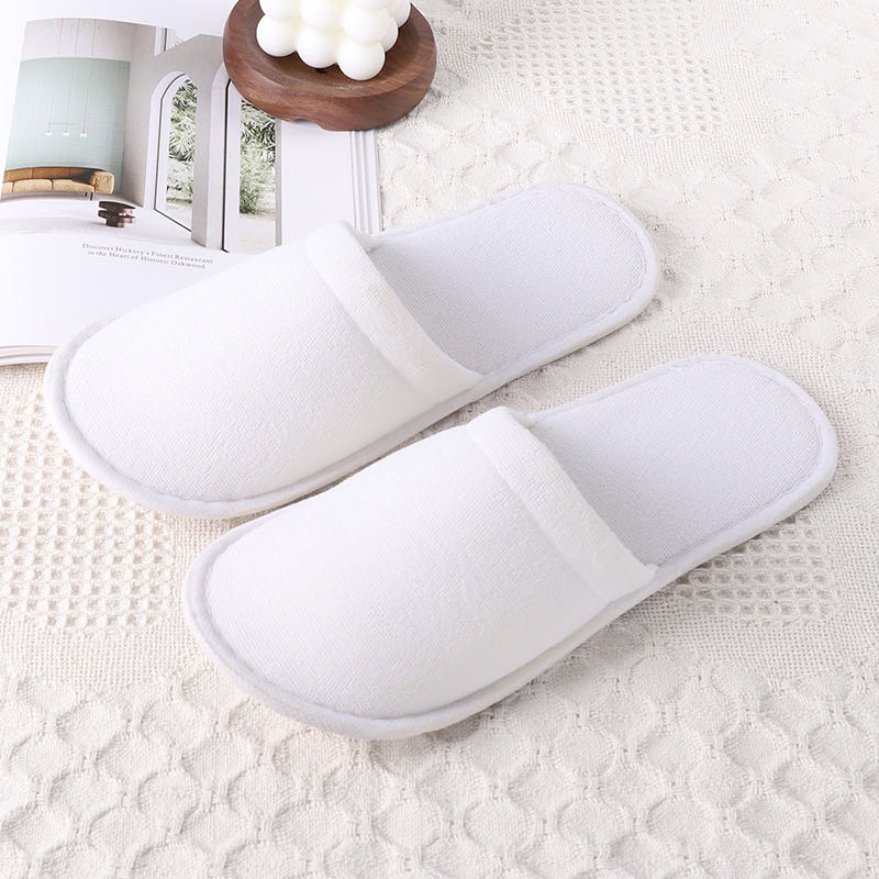 Custom Logo White Disposable Hospital Wedding Travel Hotel Bathroom SPA Slippers for Guests