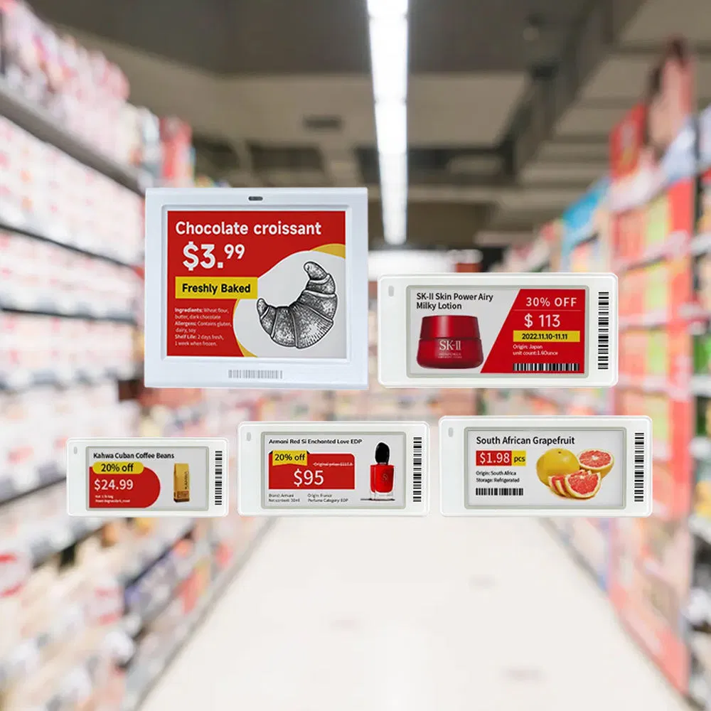 Customized to Sample 4-Color Electronic Shelf Label E-Paper Tags Display Digital Price Tag Smart Price Tag with E Ink Display Crash Prevention System