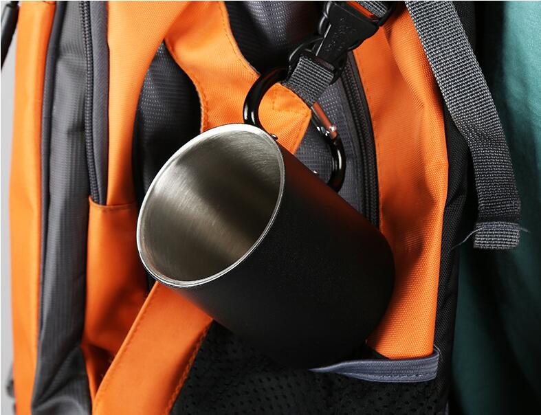 Двойная кружка из нержавеющей стали с карабином