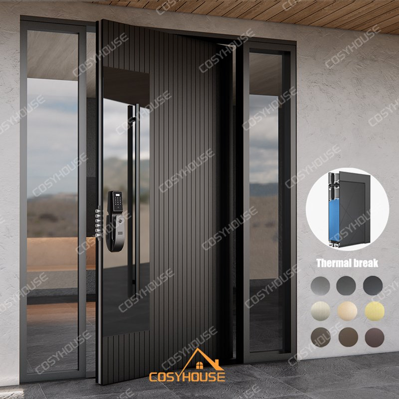 Бронированная алюминиевая дверь с умным замком для виллы