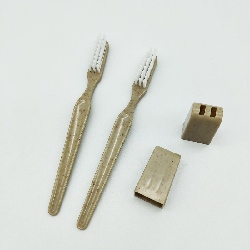 Cheapest Disposable Hotel Amenities Wheat Straw Toothbrush with Cap