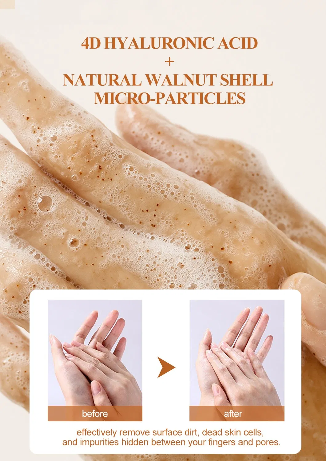 Moisturizing Natural Walnut Cleansing Revitalizing Hand Scrub Gel Hand Soap Liquid