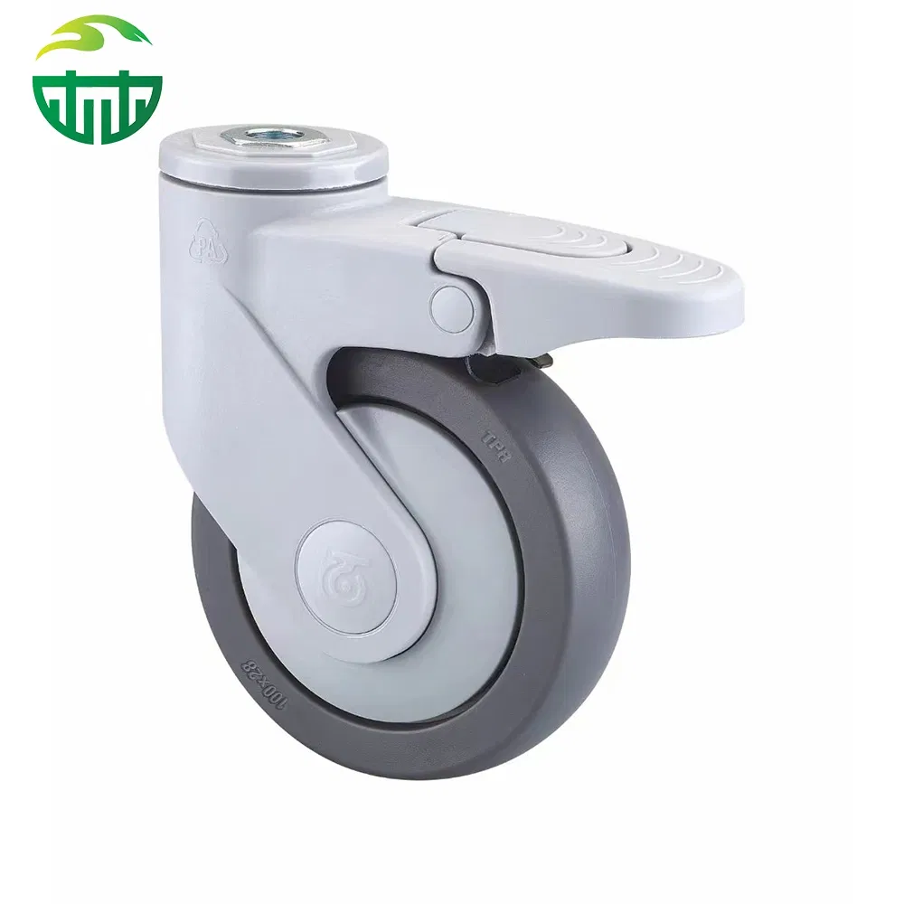 All-Plastic Quiet Swivel Caster with TPR Rubber for Medical Equipment