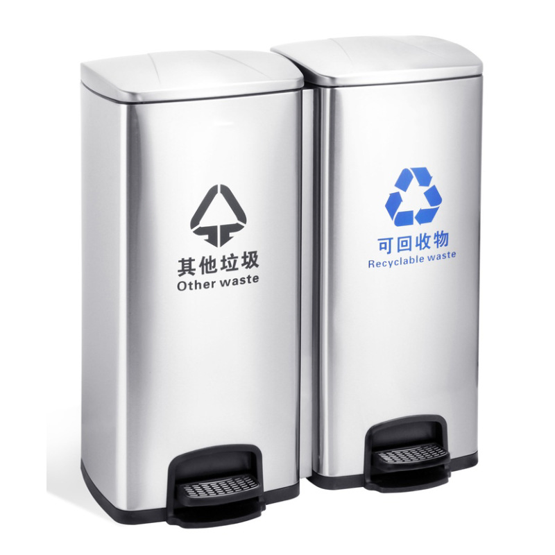 Двухсекционный педальный мусорный бак для кухни