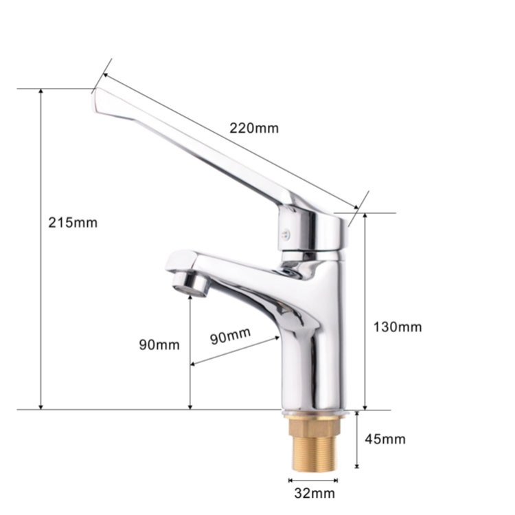 Lever High Long Handle Tap with Brass Chrome Plated Elbow for Hospital
