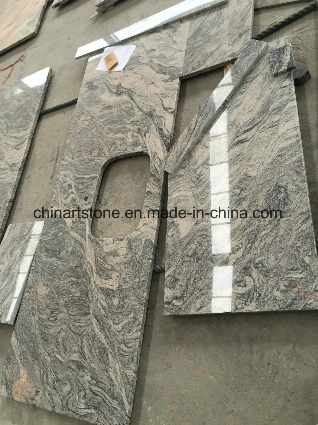 Chinese White, Gold, Black Granite Kitchen Countertop for Building Project
