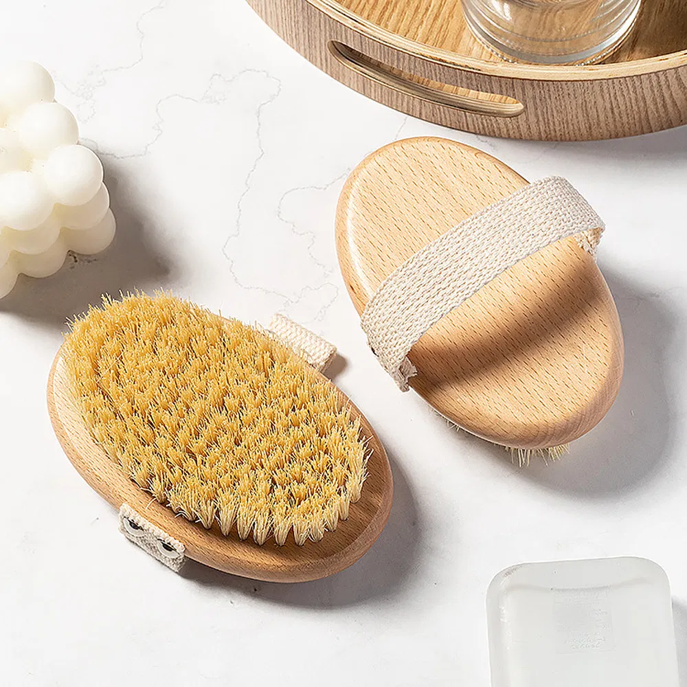 Natural Bristle Dry Wet Wooden Body Clean Pet Scrubber Custom Bamboo Bath Shower Nylon Brush