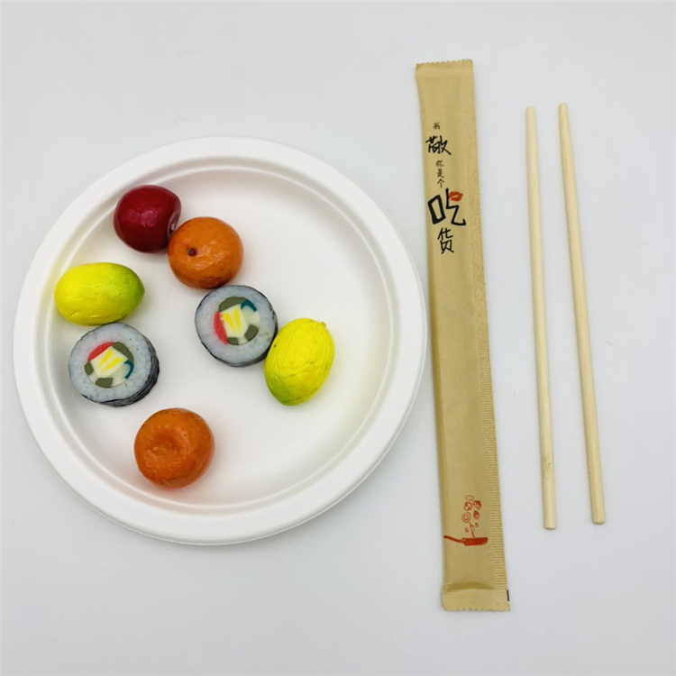 Disposable Round Plates with Bamboo Chopsticks for Food
