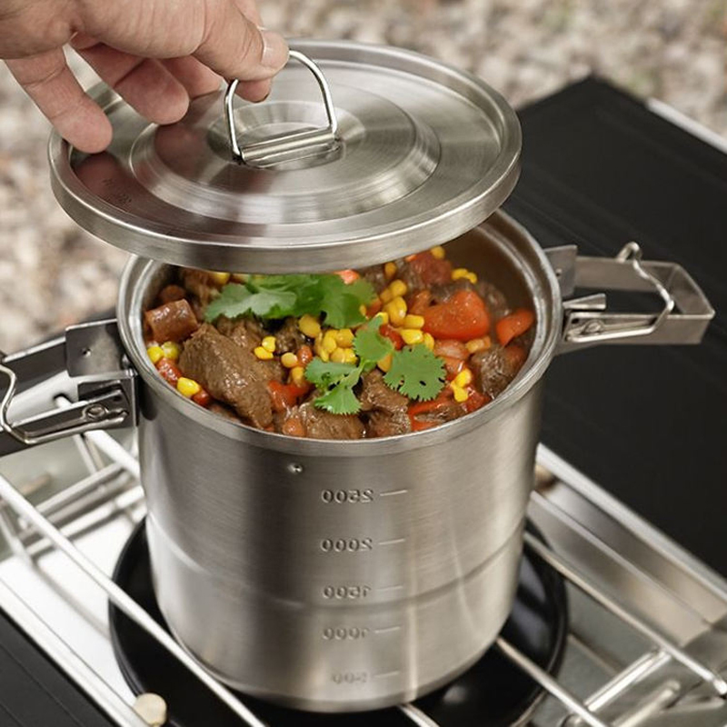 Camping Cookware Mess Kit 7PCS 304 Stainless Steel Portable Outdoor Cooking Set