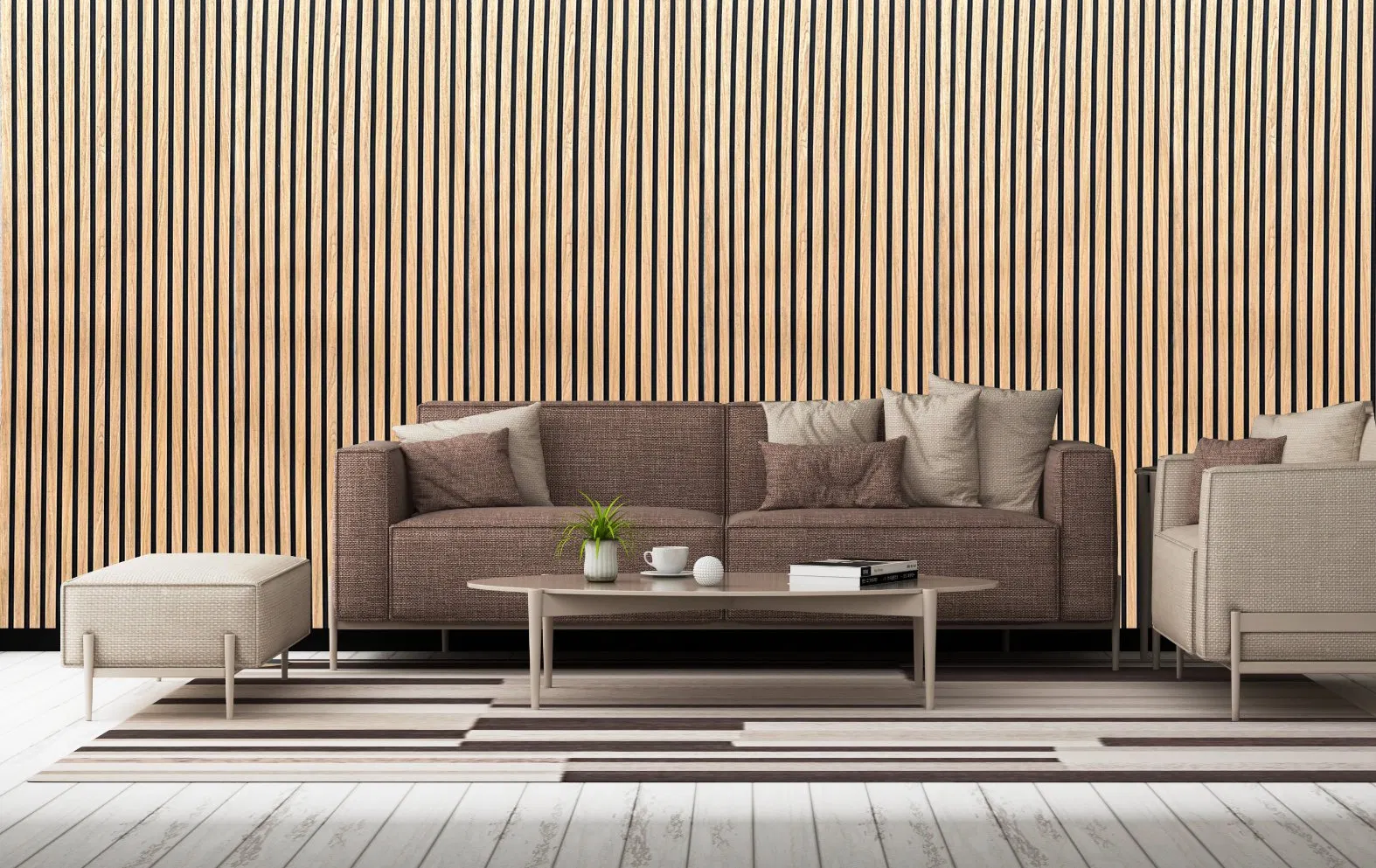 High Quality New Style Wood Veneer Polyester Pet Solid Wooden Slatted Acoustic Panel