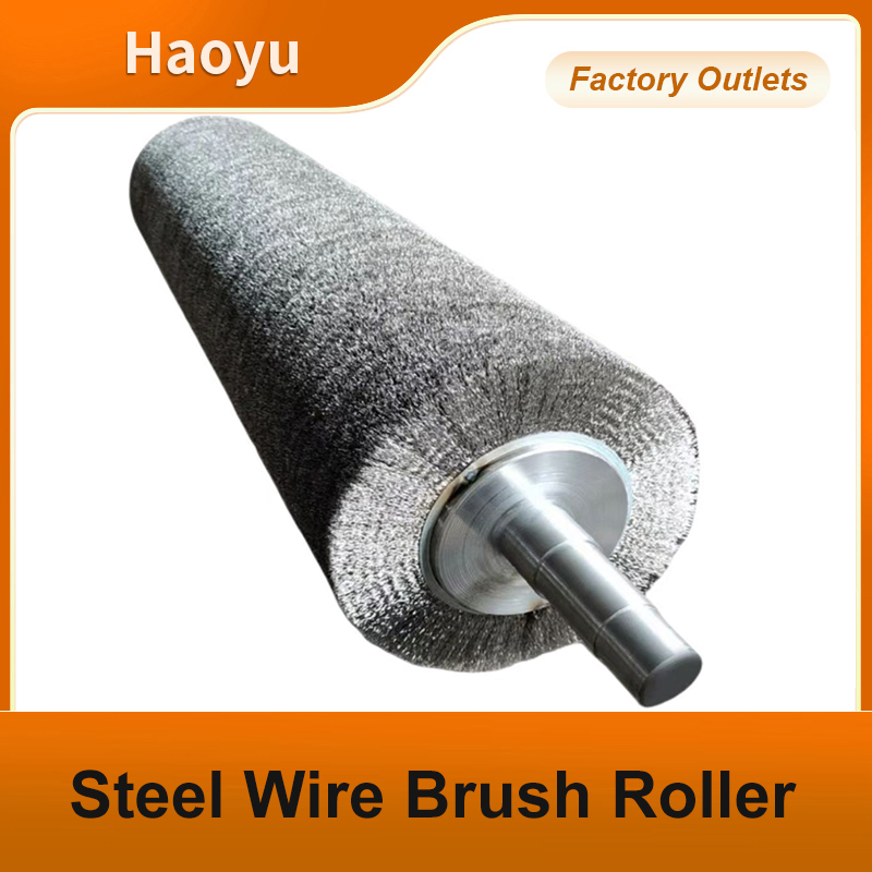 Wire Brush Roller Wire Cleaning Brush Roller Wire Grinding Brush Roller Industrial Cylindrical Stainless Steel Wire Brush Roller Custom Wound Wire Brush Roller