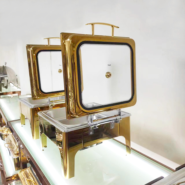 Kitchen Restaurant Food Warmer Alcohol Buffet Stove Gold Buffet Stove Chefing Dish