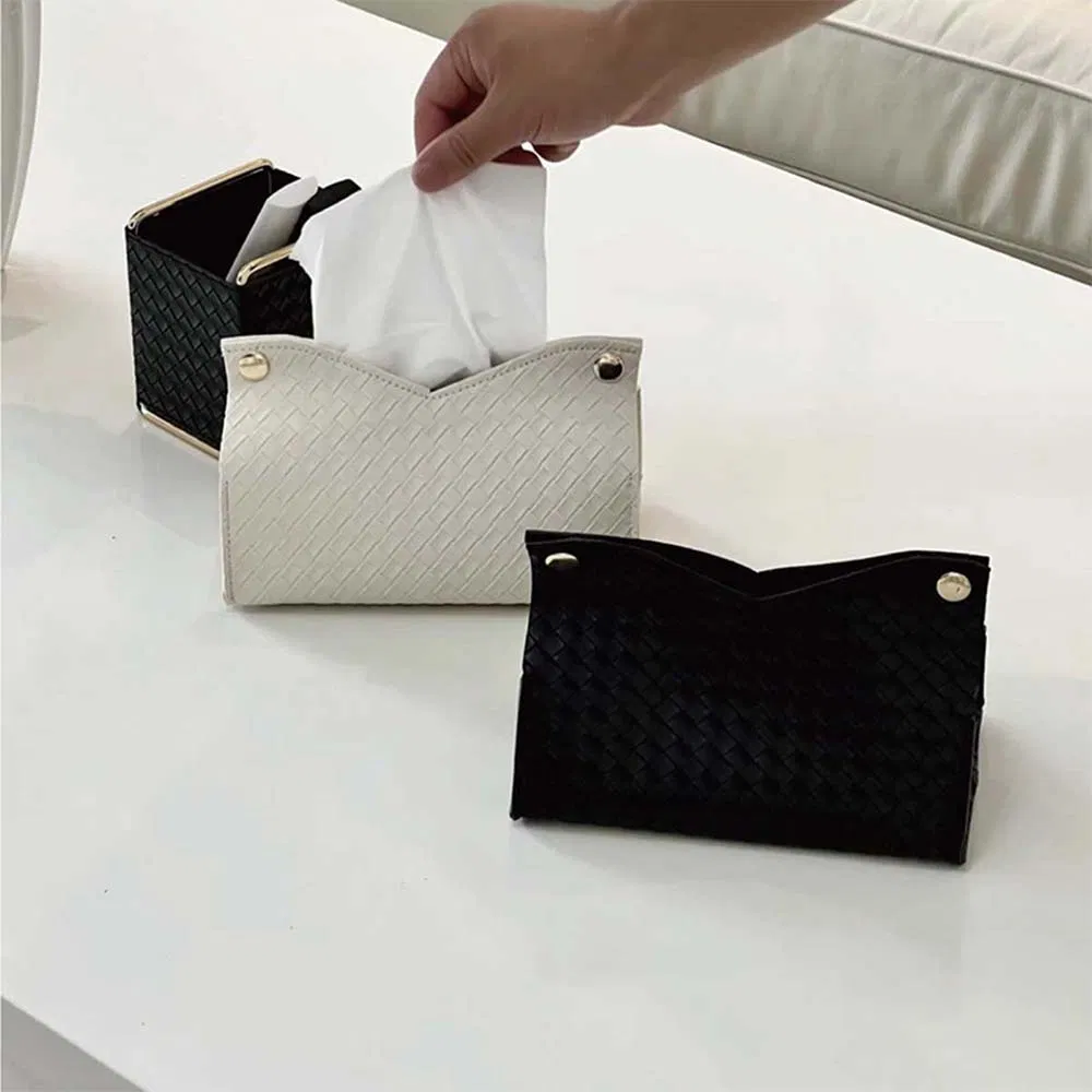 New Creative Multi-Functional Desktop PVC Leather Square Cosmetics/Tissues/Napkins Storage Box in Black/White/Red/Yellow/Gold for Hotel/Home/Living Room